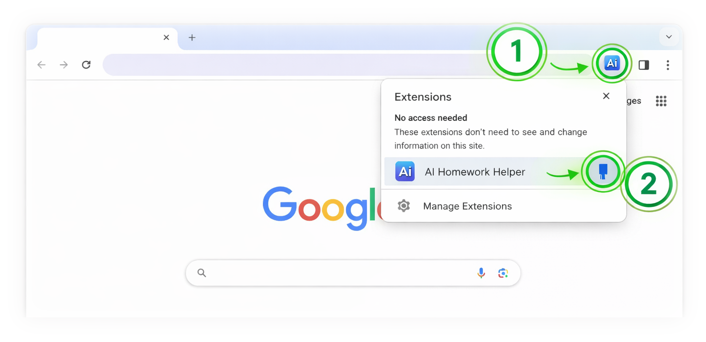 AI Helper extension pinned in browser